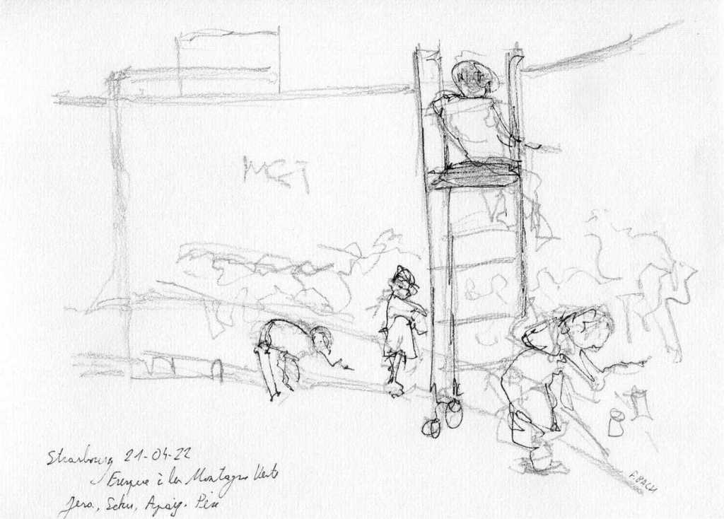 2022-04-21 : croquis des peintres d&rsquo;une&nbsp;fresque